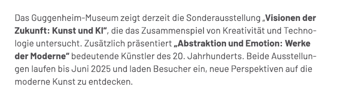 Das Guggenheim Museum zeigt derzeit die Sonderausstellung „Visionen der Zukunft: Kunst und KI“, die das Zusammenspiel...