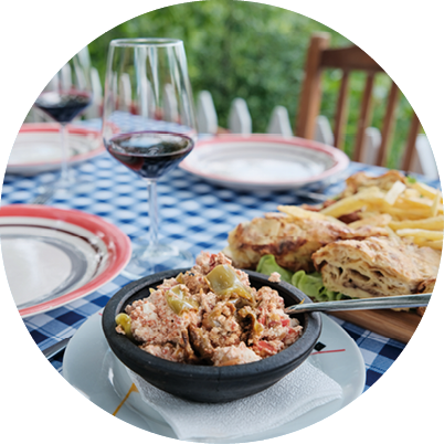 Albanian traditional food, home made pie agritourism.