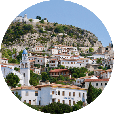 Panoramic view of Dhermi, Albania. High quality photo