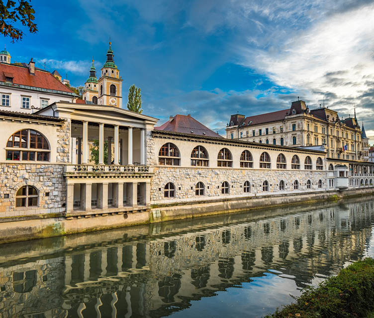 Ljubljanica River and Central Market, Ljubljana, Slovenia