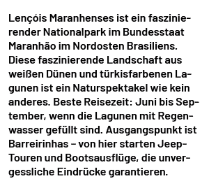 Len is Maranhenses ist ein faszinierender Nationalpark im Bundesstaat Maranh o im Nordosten Brasiliens. Diese faszin...