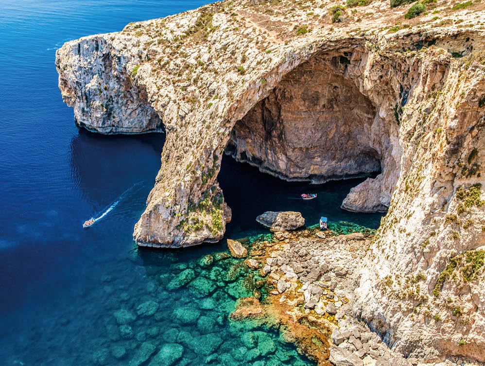 The famous arch of Blue Grotto in Malta