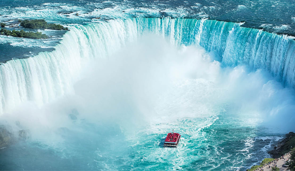 Niagara Falls boat tours attraction. Horseshoe Falls at Niagara Falls, Ontario, Canada