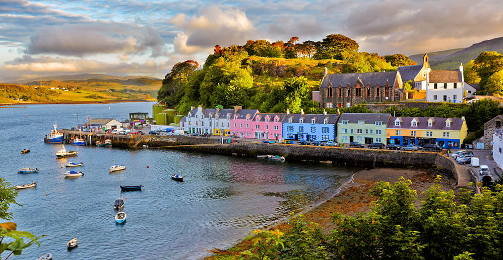 view on Portree before sunset, Isle of Skye, Scotland