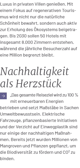 Luxus in privaten Villen genie en. Mit einem Fokus auf regenerativen Tourismus wird nicht nur die nat rliche Sch nhei...