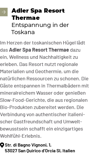 ￼Adler Spa Resort Thermae Entspannung in der Toskana Im Herzen der toskanischen H gel l dt das Adler Spa Resort Therm...