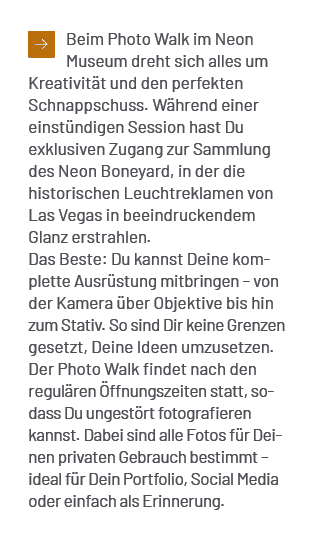￼Beim Photo Walk im Neon Museum dreht sich alles um Kreativit t und den perfekten Schnappschuss. W hrend einer einst ...