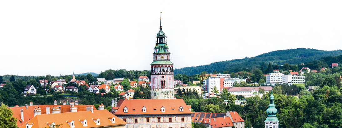 Beautiful view to church and castle in Cesky Krumlov, Czech republic