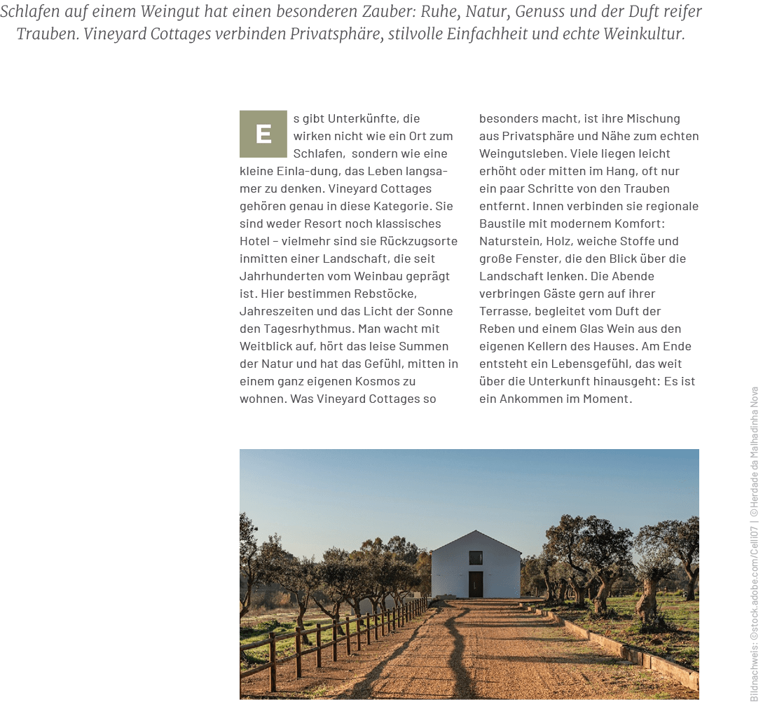 Bildnachweis: ©stock.adobe.com/Celli07 | ©Herdade da Malhadinha Nova,Schlafen auf einem Weingut hat einen besonderen ...