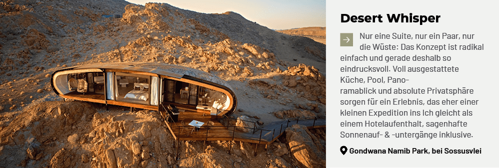 Desert Whisper ￼Nur eine Suite, nur ein Paar, nur die W ste: Das Konzept ist radikal einfach und gerade deshalb so ei...