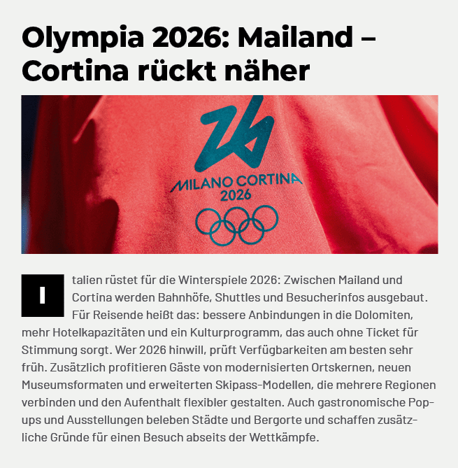 talien r stet f r die Winterspiele 2026: Zwischen Mailand und Cortina werden Bahnh fe, Shuttles und Besucherinfos aus...