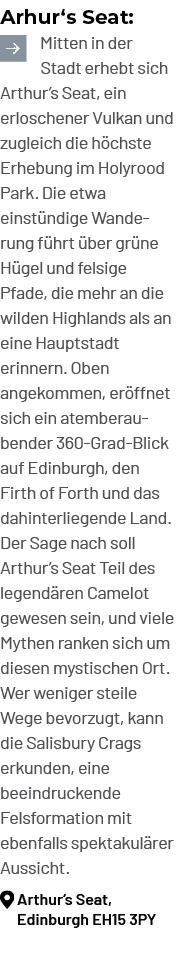 Arhur‘s Seat: ￼Mitten in der Stadt erhebt sich Arthur’s Seat, ein erloschener Vulkan und zugleich die h chste Erhebun...