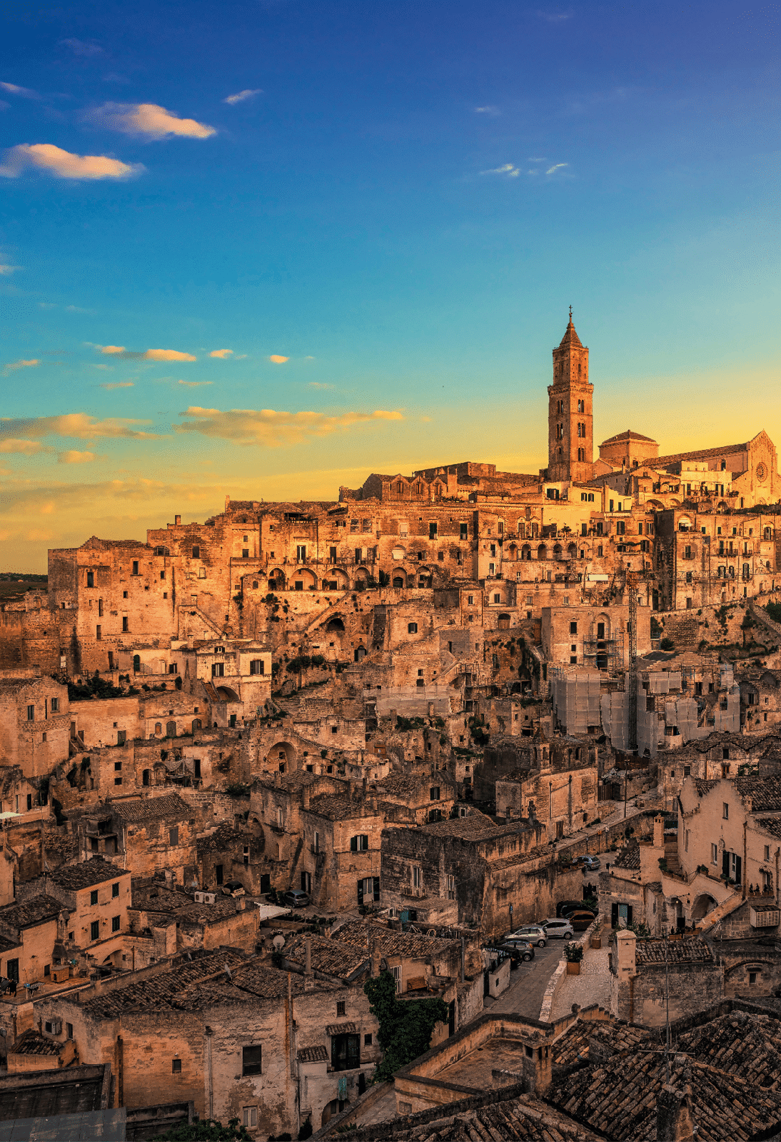 Matera ancient town i Sassi, Unesco world heritage site landmark. Basilicata, Italy, Europe