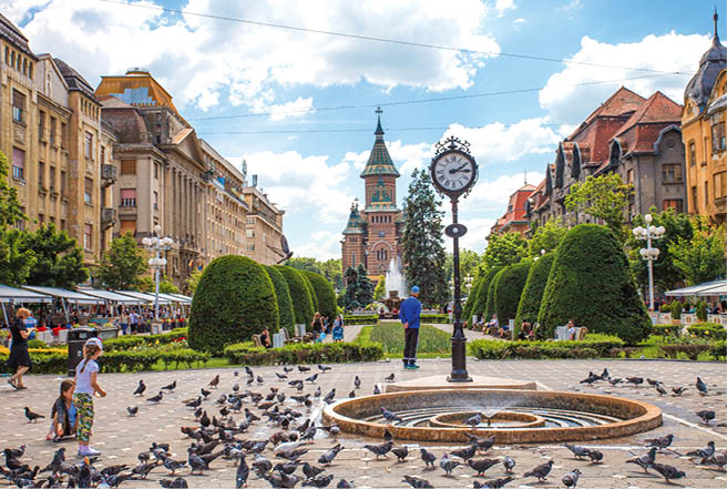 Romania, Timisoara, May 21, 2017: Victory square - piata victoriei, Timisoara, Romania