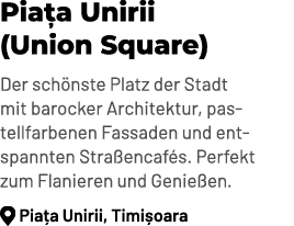 Pia a Unirii (Union Square) Der sch nste Platz der Stadt mit barocker Architektur, pastellfarbenen Fassaden und entsp...