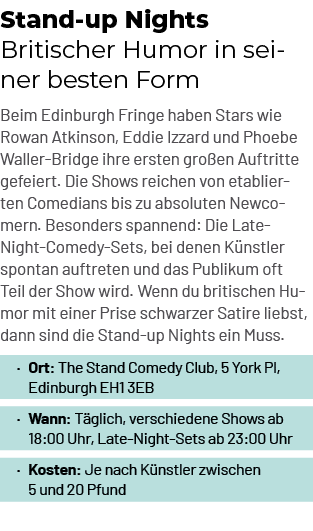 Stand up Nights Britischer Humor in seiner besten Form Beim Edinburgh Fringe haben Stars wie Rowan Atkinson, Eddie Iz...