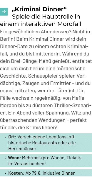 ￼ „Kriminal Dinner“ Spiele die Hauptrolle in einem interaktiven Mordfall Ein gew hnliches Abendessen? Nicht in Berlin...