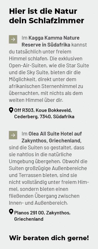 Hier ist die Natur dein Schlafzimmer ￼Im Kagga Kamma Nature Reserve in S dafrika kannst du tats chlich unter freiem H...