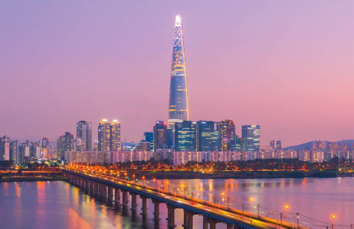 Twilight sky sunset at Seoul City and Lotte Tower,South Korea