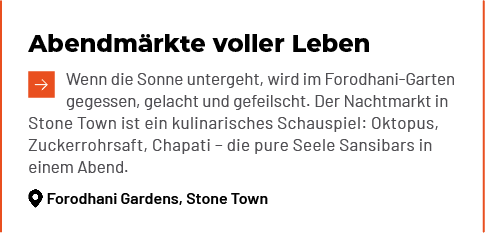 Abendm rkte voller Leben ￼Wenn die Sonne untergeht, wird im Forodhani Garten gegessen, gelacht und gefeilscht. Der Na...