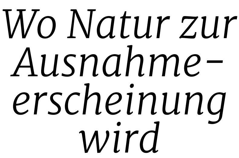 Wo Natur zur Ausnahme erscheinung wird