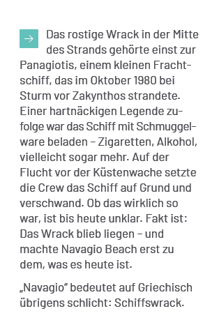 ￼Das rostige Wrack in der Mitte des Strands geh rte einst zur Panagiotis, einem kleinen Fracht schiff, das im Oktober...
