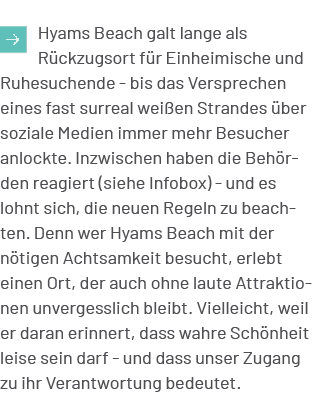 ￼Hyams Beach galt lange als R ckzugsort f r Einheimische und Ruhesuchende bis das Versprechen eines fast surreal wei ...