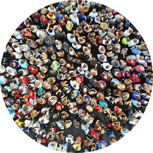 Aerial. People crowd background. Mass gathering of many people in one place. Top view.