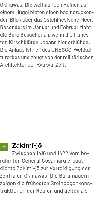 Okinawas. Die weitl ufigen Ruinen auf einem H gel bieten einen beeindruckenden Blick ber das Ostchinesische Meer. Be...