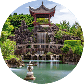 The waterfall at Fukushuen in Naha, Okinawa, Japan.