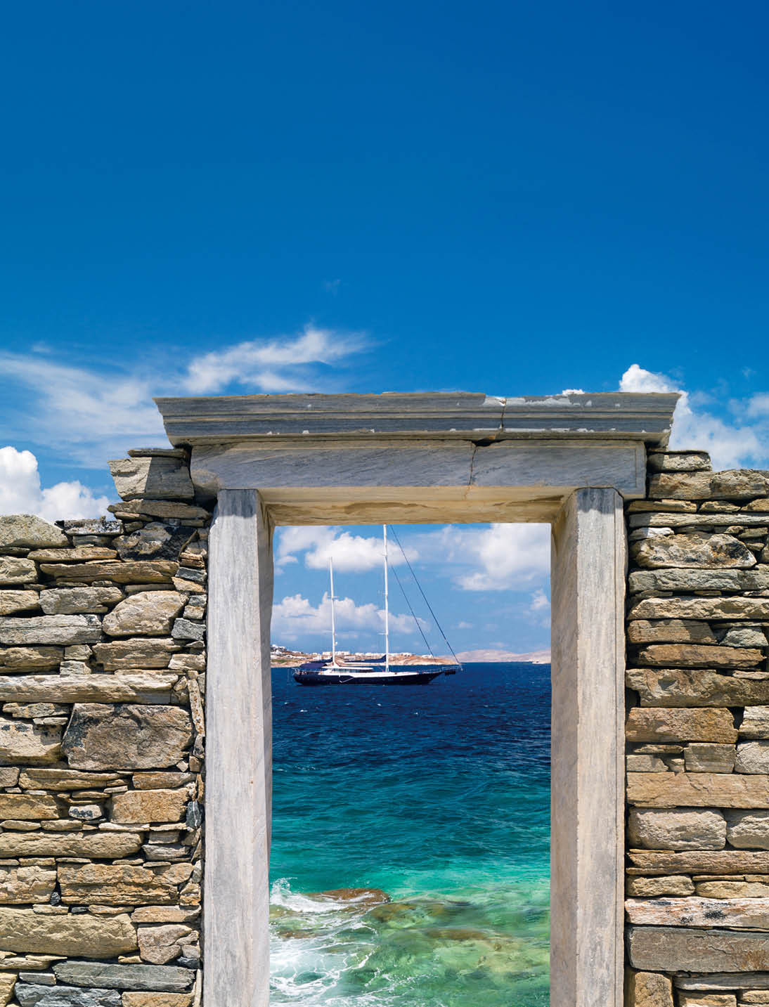 Ionian column capital, architectural detail on Delos island, Greece