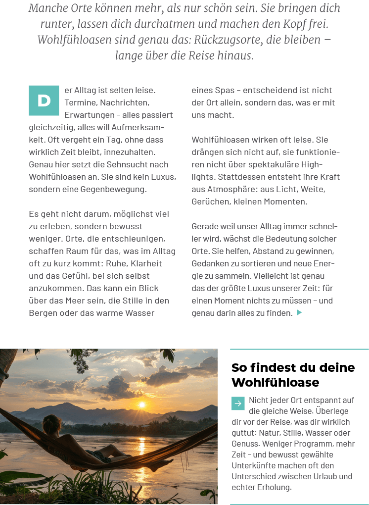 So findest du deine Wohlf hloase ￼Nicht jeder Ort entspannt auf die gleiche Weise. berlege dir vor der Reise, was di...