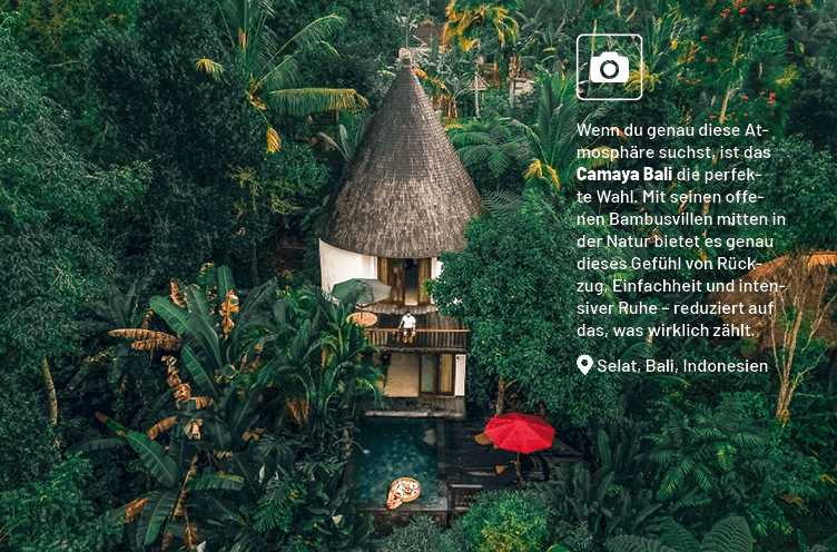 Wenn du genau diese Atmosph re suchst, ist das Camaya Bali die perfekte Wahl. Mit seinen offenen Bambusvillen mitten ...