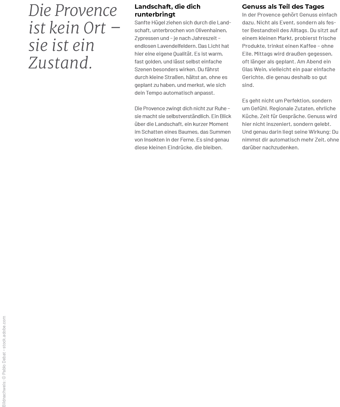 Bildnachweis: © Pablo Debat stock.adobe.com,Die Provence ist kein Ort – sie ist ein Zustand.,Genuss als Teil des Tage...