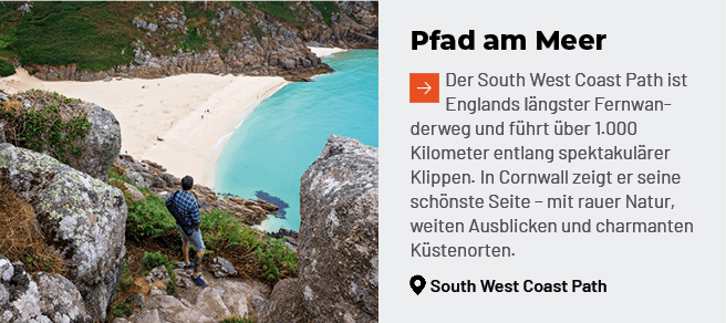 Pfad am Meer ￼Der South West Coast Path ist Englands l ngster Fernwanderweg und f hrt ber 1.000 Kilometer entlang sp...