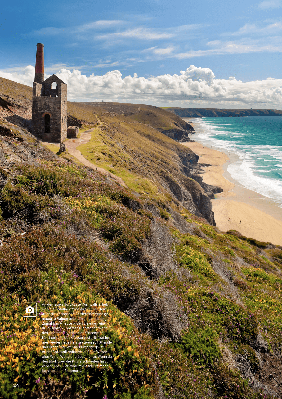 An der rauen Nordk ste Cornwalls erhebt sich die Botallack Mine direkt ber dem Atlantik. Verlassene F rdert rme und ...