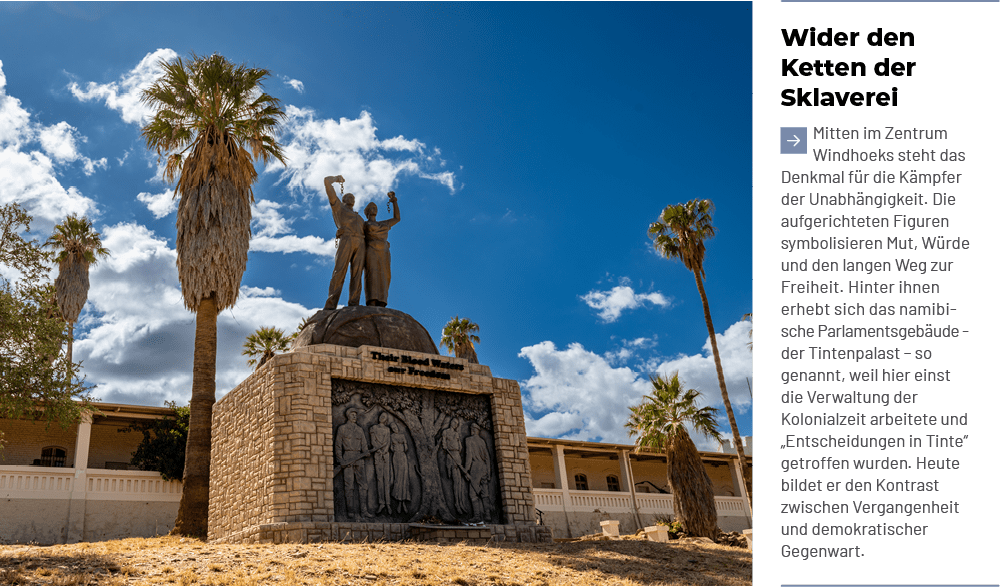 Wider den Ketten der Sklaverei ￼Mitten im Zentrum Windhoeks steht das Denkmal f r die K mpfer der Unabh ngigkeit. Die...