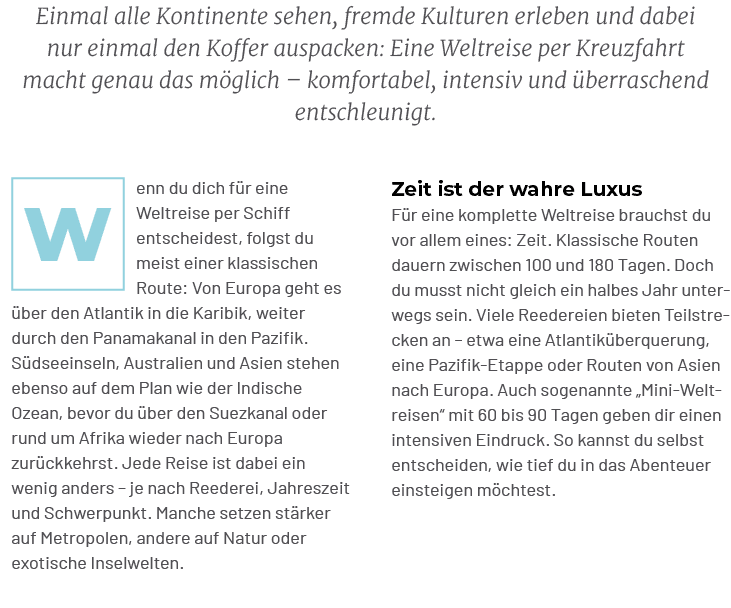 Zeit ist der wahre Luxus F r eine komplette Weltreise brauchst du vor allem eines: Zeit. Klassische Routen dauern zwi...