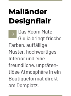 Mail nder Designflair ￼Das Room Mate Giulia bringt frische Farben, auff llige Muster, hochwertiges Interior und eine ...