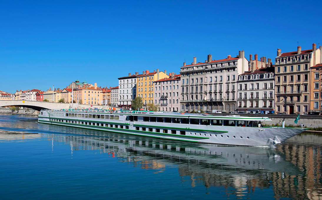 view of Lyon city and Saone River, France