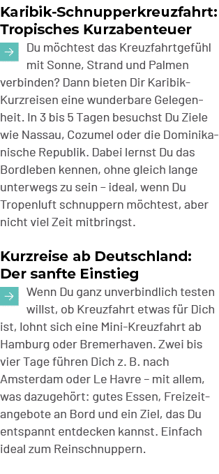 Karibik Schnupperkreuzfahrt: Tropisches Kurzabenteuer ￼Du m chtest das Kreuzfahrtgef hl mit Sonne, Strand und Palmen ...