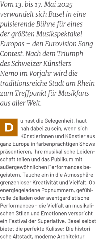Vom 13. bis 17. Mai 2025 verwandelt sich Basel in eine pulsierende B hne f r eines der gr ten Musikspektakel Europas...