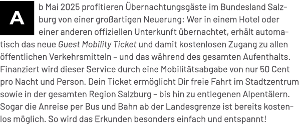 ￼b Mai 2025 profitieren bernachtungsg ste im Bundesland Salzburg von einer gro artigen Neuerung: Wer in einem Hotel ...