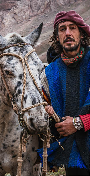 Mendoza, Argentina, 16 March, 2021: Argentine Gaucho with his horses