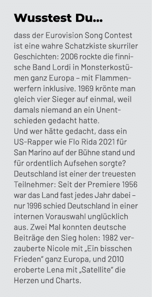 Wusstest Du... dass der Eurovision Song Contest ist eine wahre Schatzkiste skurriler Geschichten: 2006 rockte die fin...