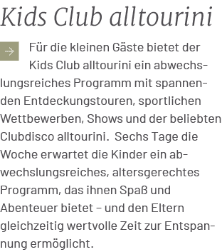 Kids Club alltourini ￼F r die kleinen G ste bietet der Kids Club alltourini ein abwechslungsreiches Programm mit span...