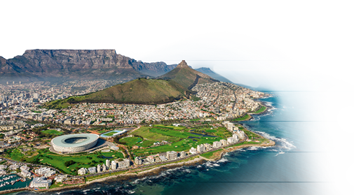 Cape Town,South Africa (aerial view from a helicopter) with the stadium in the focus