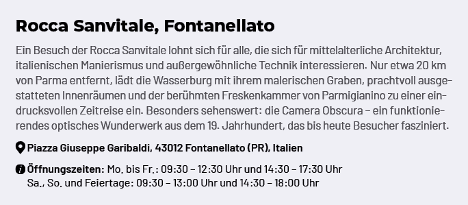 Rocca Sanvitale, Fontanellato Ein Besuch der Rocca Sanvitale lohnt sich f r alle, die sich f r mittelalterliche Archi...
