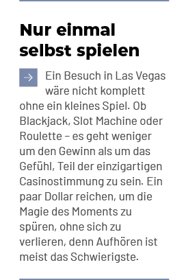 Nur einmal selbst spielen ￼Ein Besuch in Las Vegas w re nicht komplett ohne ein kleines Spiel. Ob Blackjack, Slot Mac...