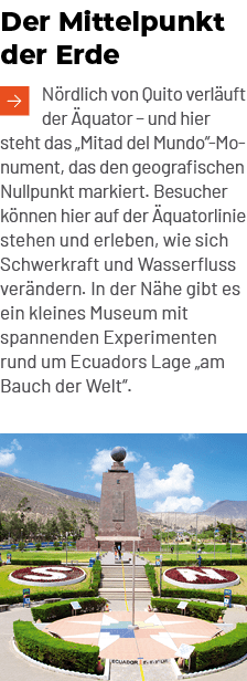Der Mittelpunkt der Erde ￼N rdlich von Quito verl uft der quator – und hier steht das „Mitad del Mundo“ Monument, da...